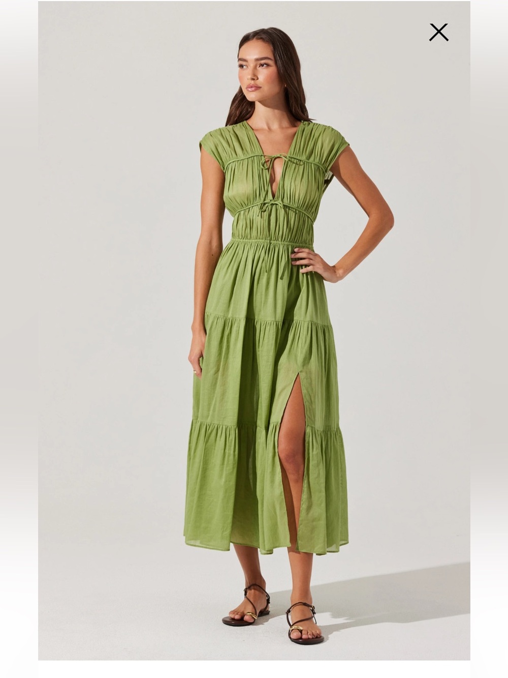 ASTR Olive Green Tiered Maxi Dress size Small
